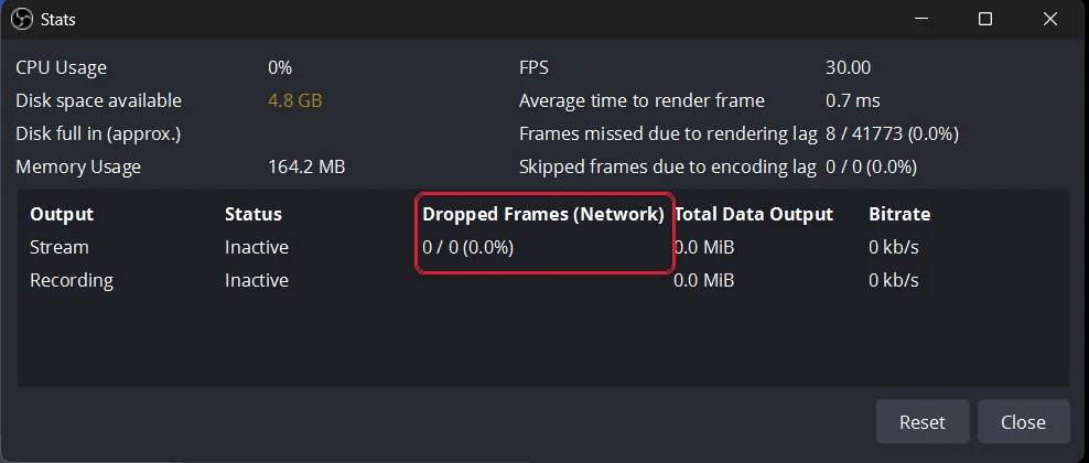 OBS Stats Window
